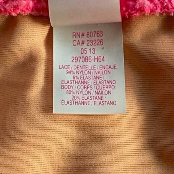 VICTORIA’S SECRET LACY BIKINI SET  32C Top, Small Cheekini Bottom   CORAL PINK - Picture 13 of 13